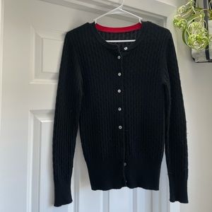 Black cable knit cashmere cardigan